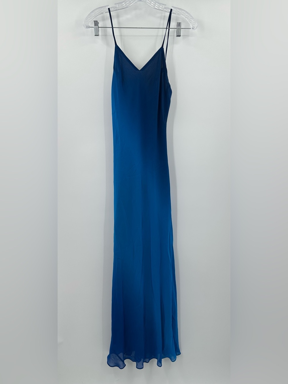 Cache Vintage Blue Maxi Slip 100% Silk Dress Women's Size 4